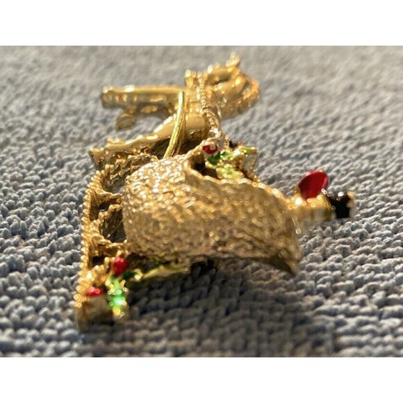 Vintage Brooch/pin Courting Couple Horse Sleigh Signed Gerrys Gold Tone - Picture 4 of 12